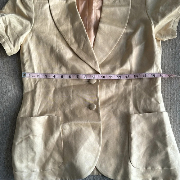 Vintage Guy Laroche Paris Cotton & silk blazer short sleeve cream size small - Picture 8 of 12